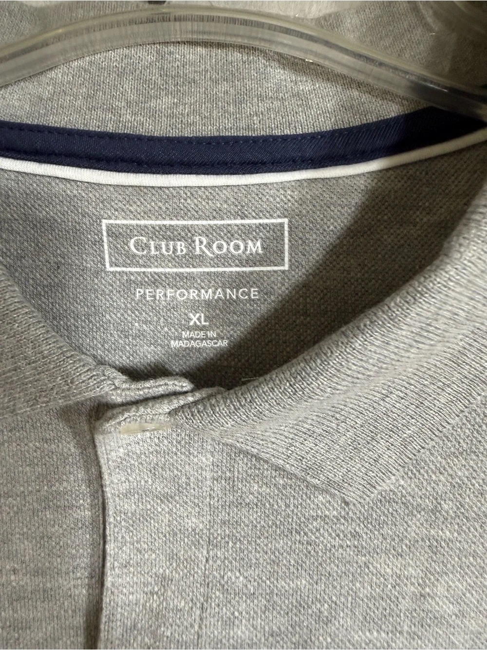 Men's Club Room Light Gray Performance Stretch Polo Shirt Size XL